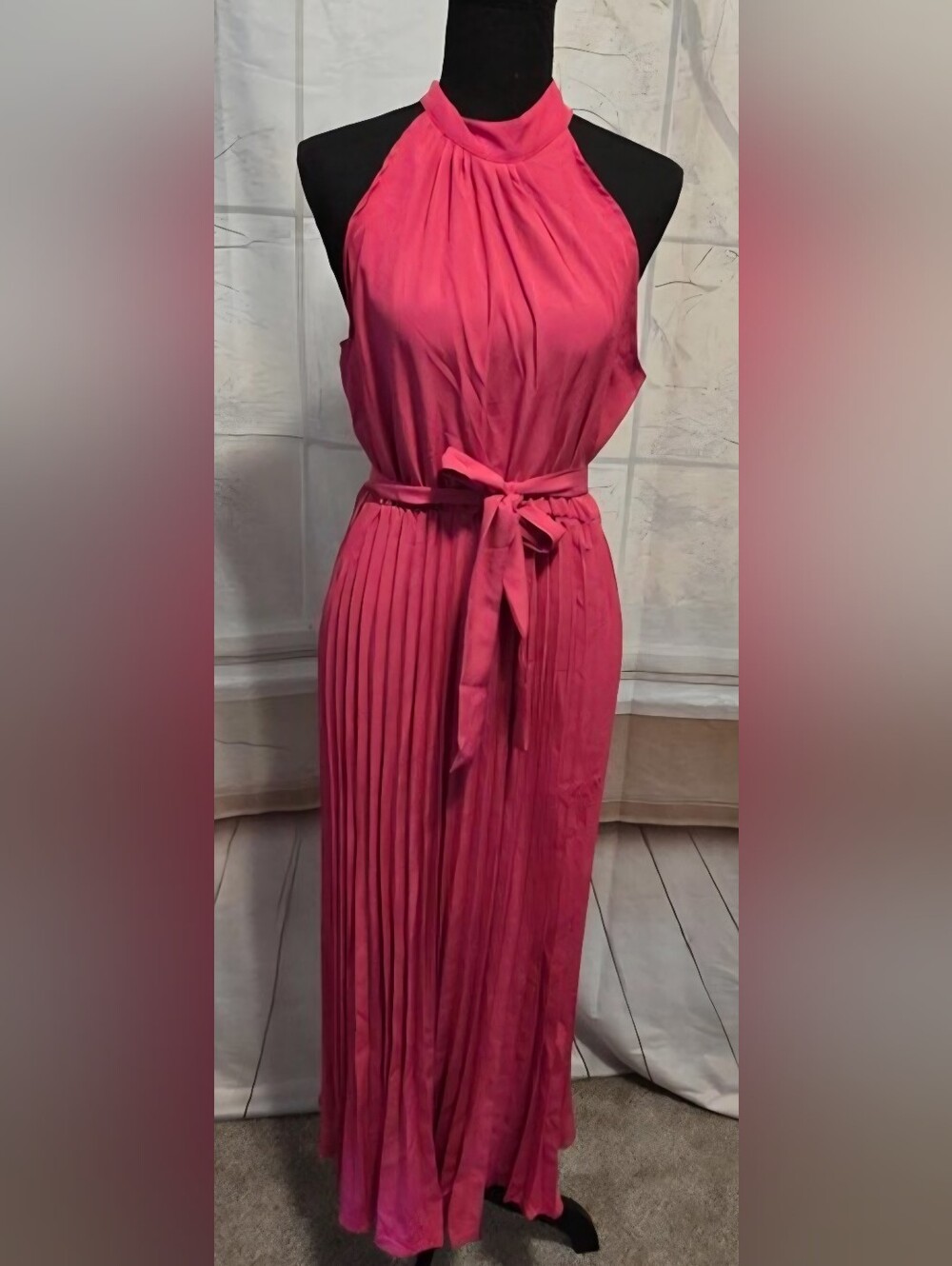 Halter Pleated Maxi Dress